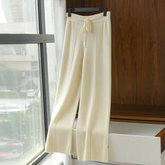 High‑Waist Knit Wide Leg Pants