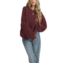 Round Neck Loose Hollow Knit Pullover Sweater