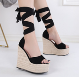 Faux Suede Sophistication Wedge Heels