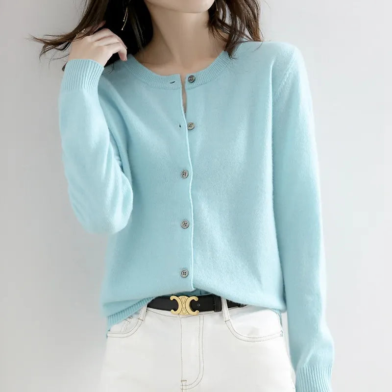 Crew Neck Button Down Sweater