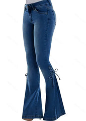 Split Hem Lace Up Flare Jeans