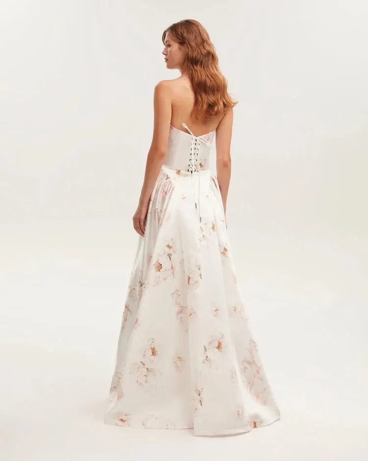 Floral Strapless Ball Gown Maxi Dress