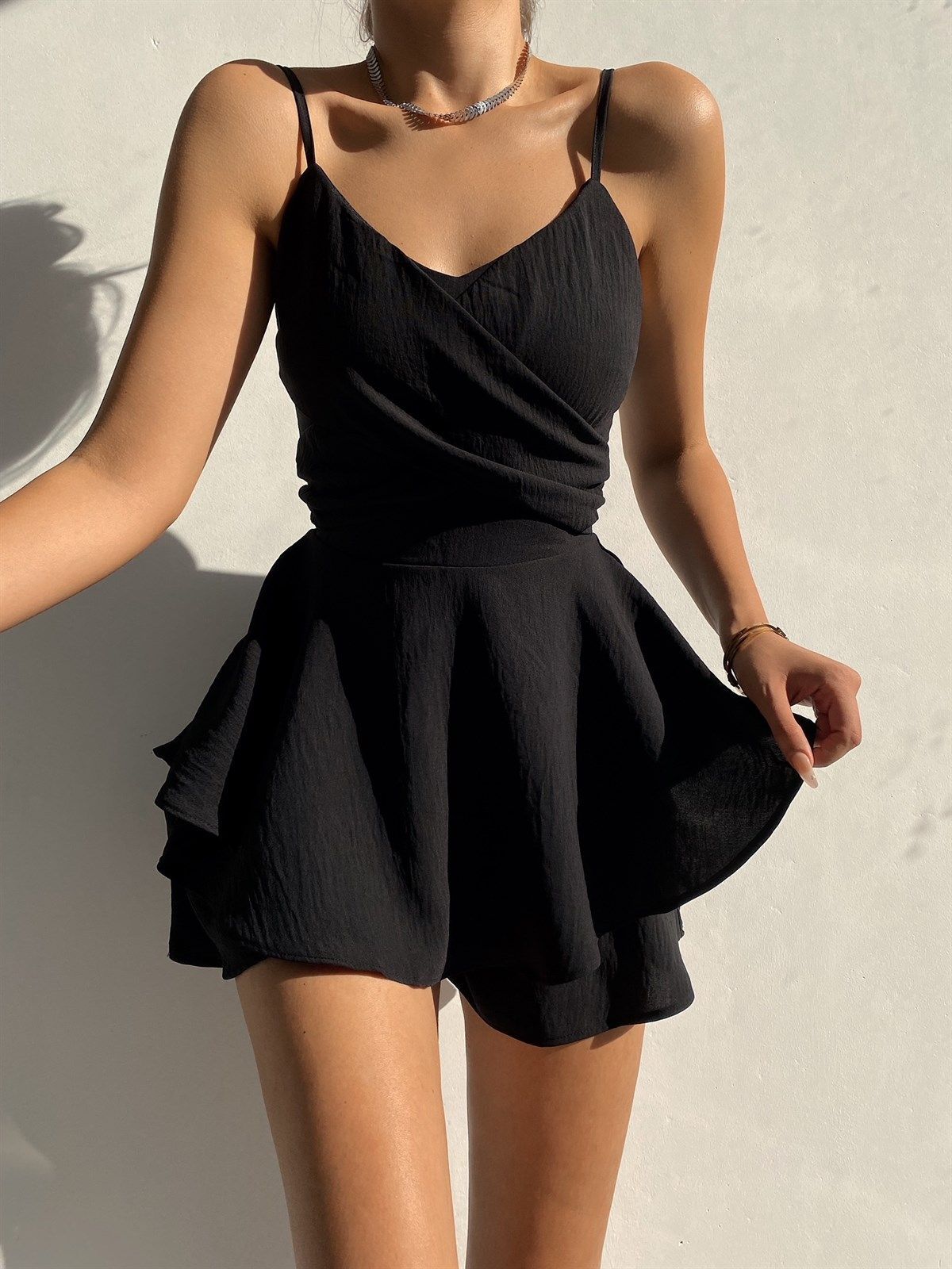 Wrap Cami Romper, Double Layer Ruffle Skort Playsuit