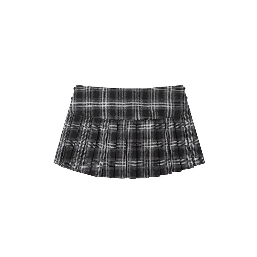 Ultra Mini Low Rise Plaid Pleated Skirt