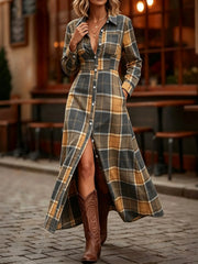 Breezaya Plaid Print Button Front Shirt Dress