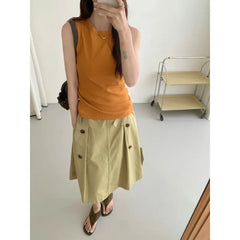 Round Neck Sleeveless Fitted Basic Ribbed Tank Top