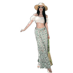 Geometric Printed High Waist Wide Leg Long Pants