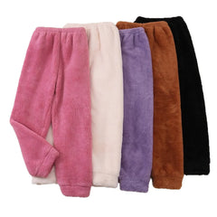 Elastic Waist Fluffy Purple Loungewear Sleep Pants
