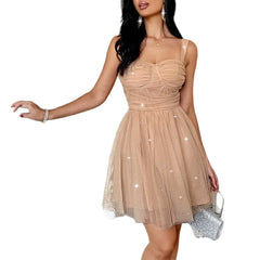 Glitter Tulle Spaghetti Strap Mini Party Dress