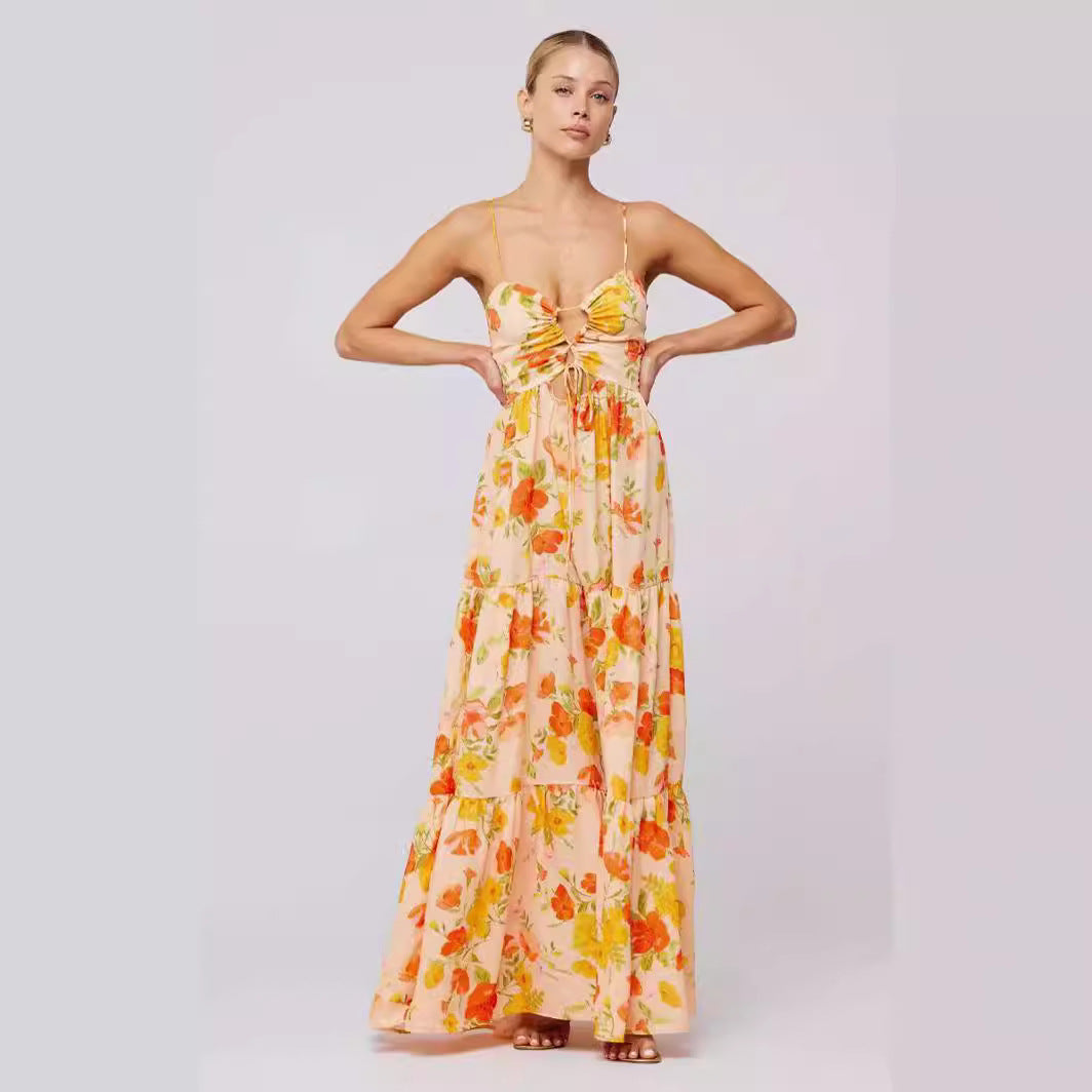 Floral Print Spaghetti Strap Maxi Dress