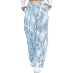 Gingham High Waist Wide Leg Pants