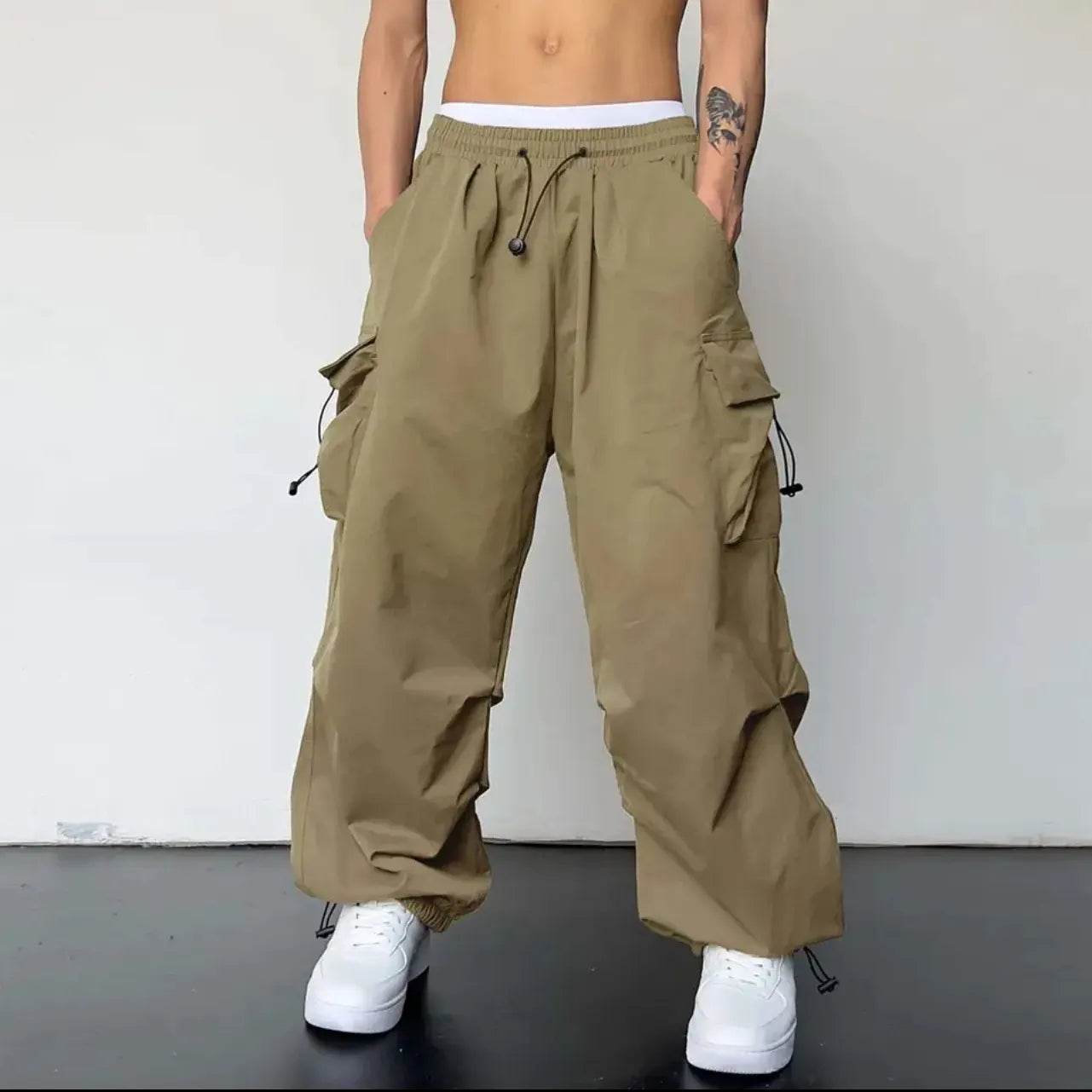 Drawstring Waist Cargo Pants