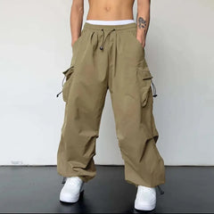 Drawstring Waist Cargo Pants