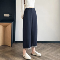 High Waist Contrast Trim Wide Leg Pants