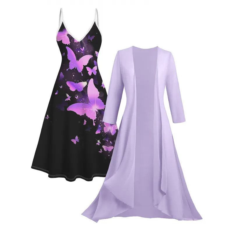 Printed V Neck Cami Long Dress