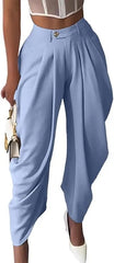 High Waist Pleated Draped Irregular Wide Leg Suit Pants