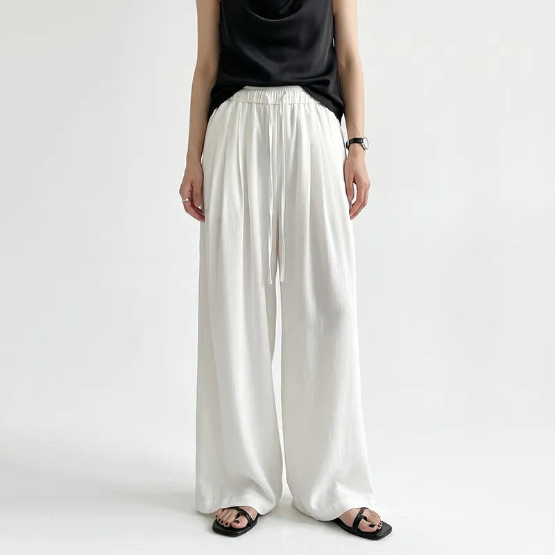 High Waist Drawstring Loose Wide Leg Casual Pants