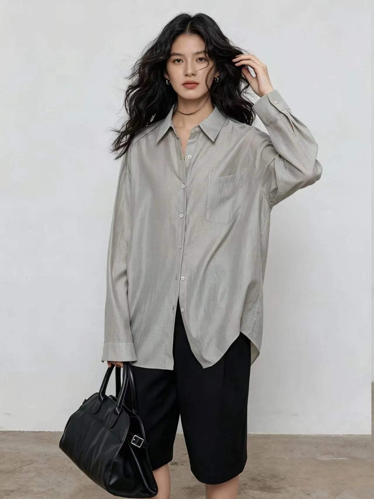 Oversized Collared Button Down Shirt