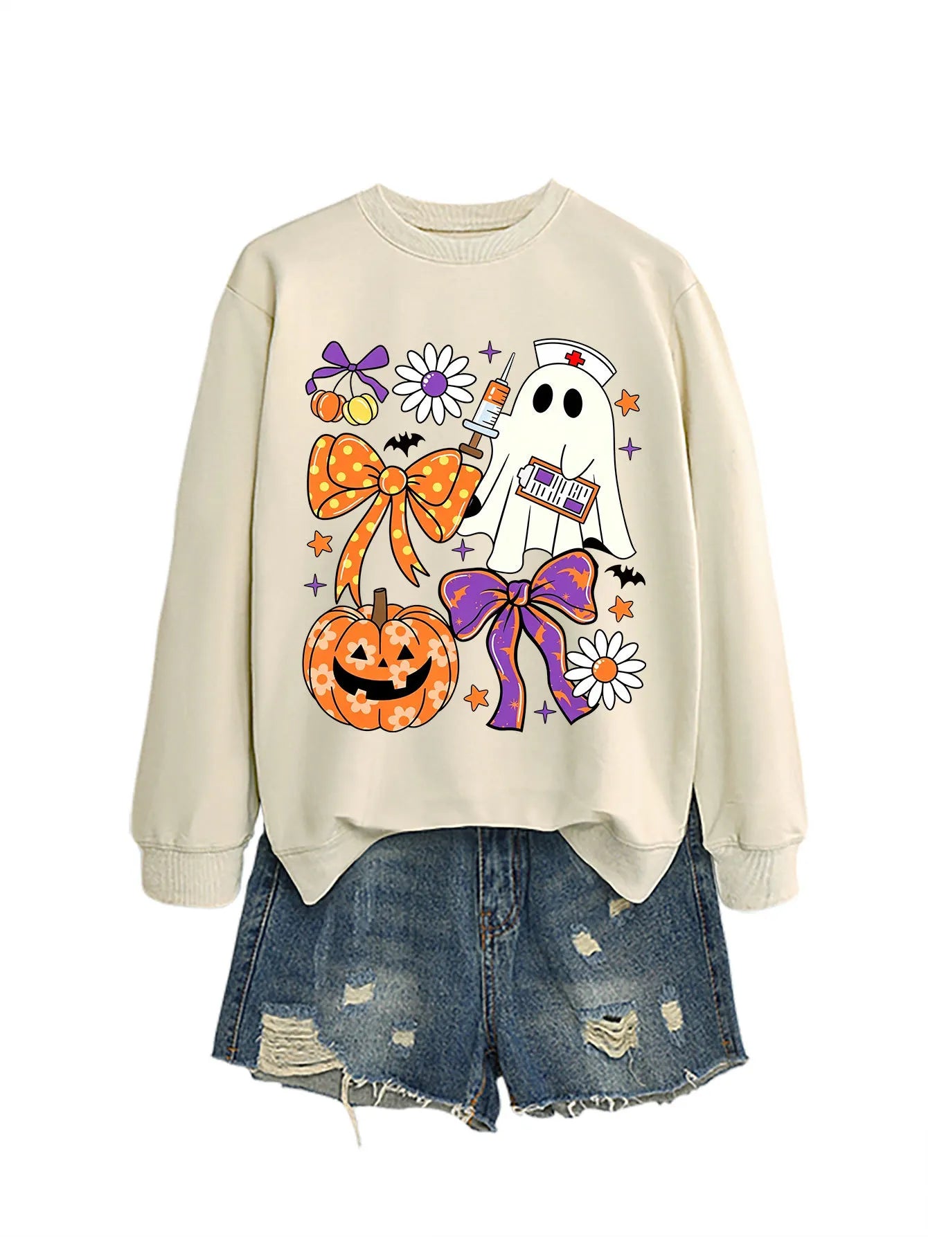 Nurse Ghost Halloween Crewneck Sweatshirt