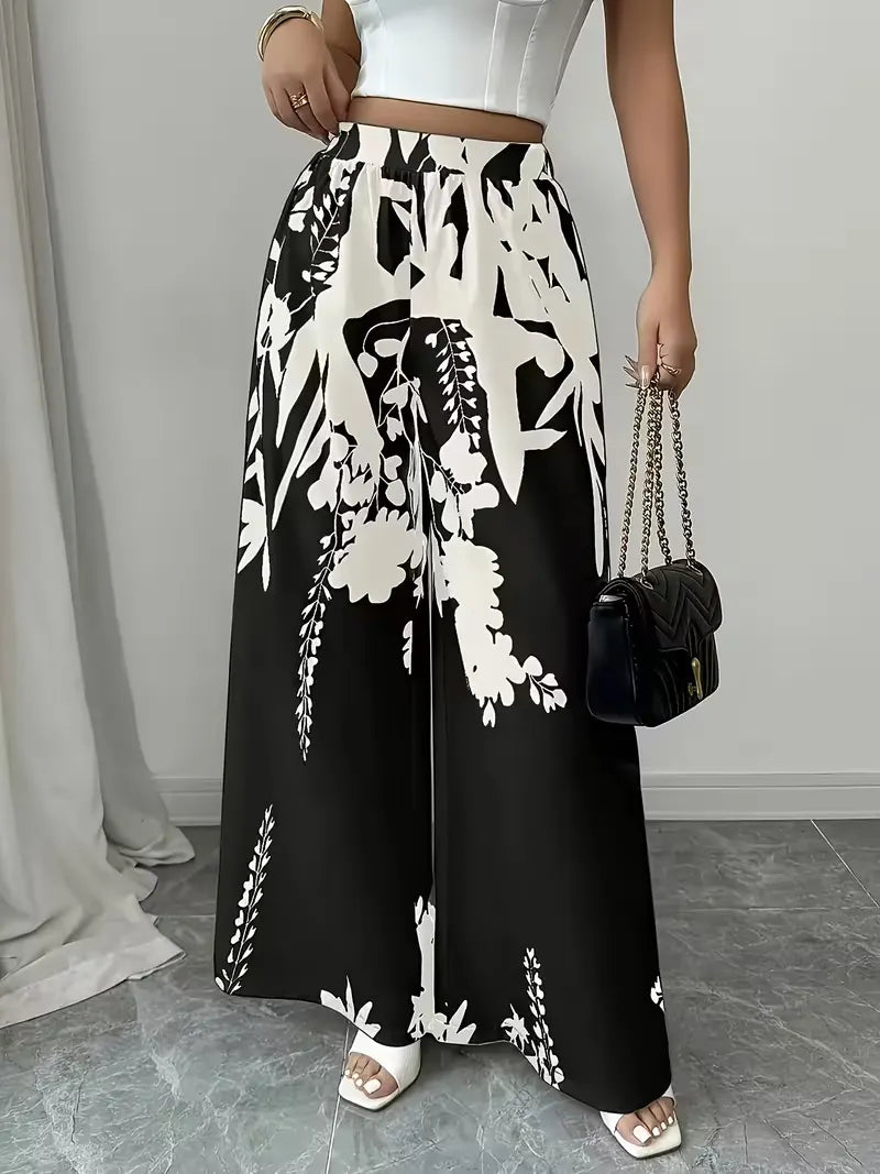 Printed Flare Work Pants