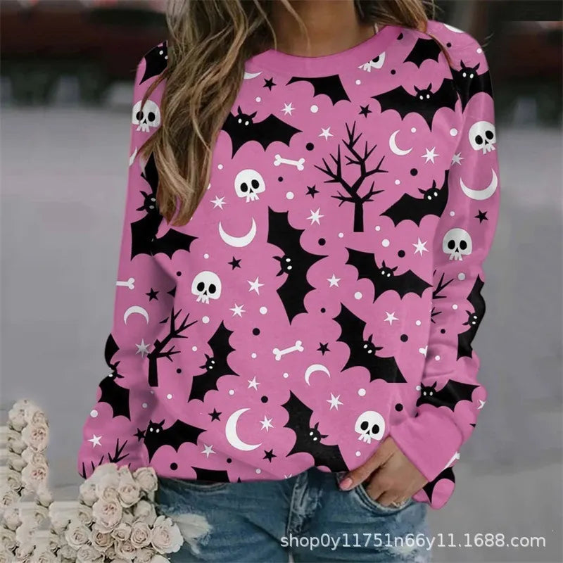 Halloween Tie‑Dye Letter Print Crew Neck Sweatshirt