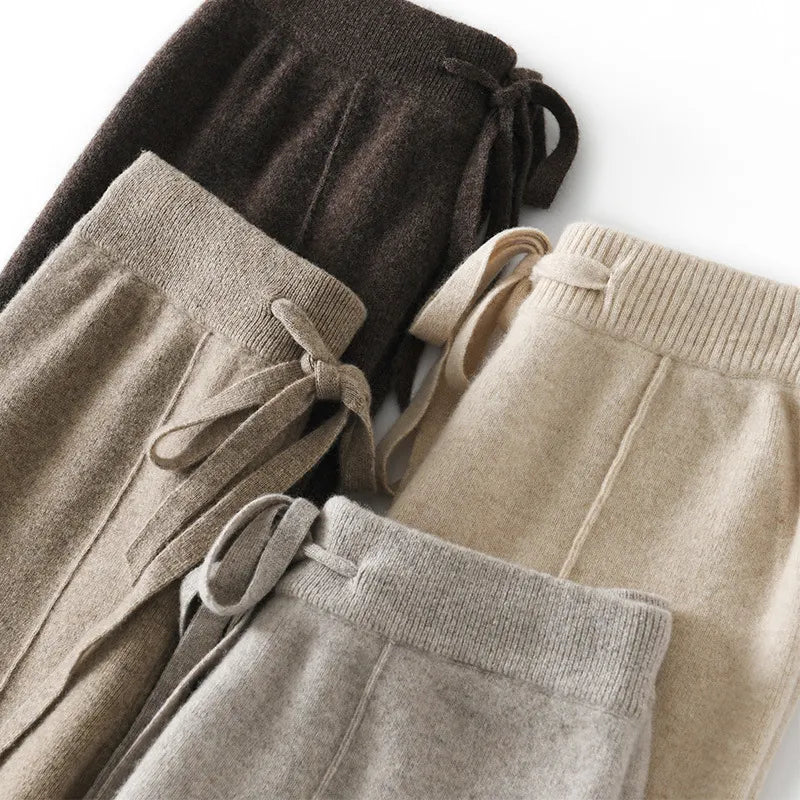 High‑Waist Knit Wide Leg Pants