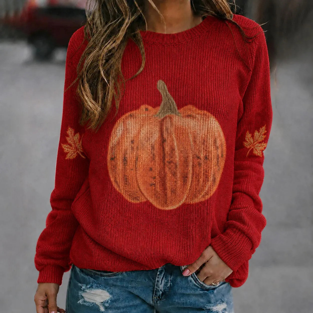 Halloween Ghost Pumpkin Crew Neck Sweater