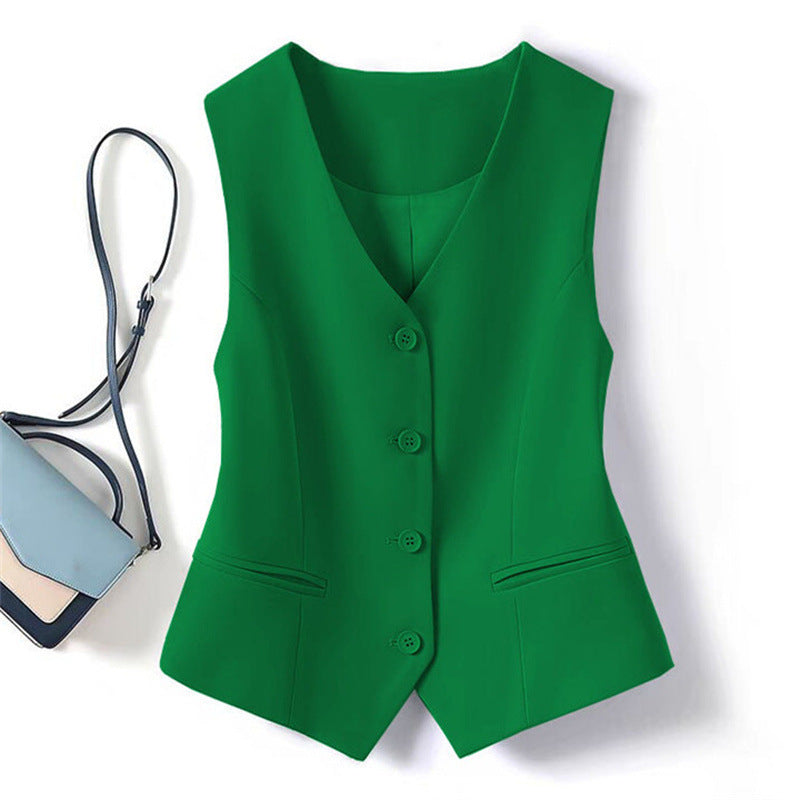 V Neck Button Down Tailored Waistcoat Casual Formal Blazer Vest