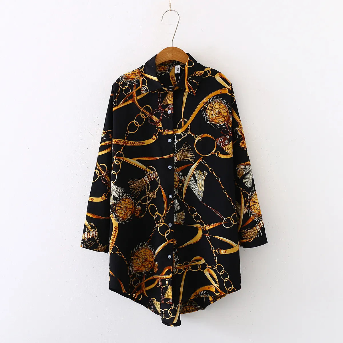 Loose Button Down High Low Hem Casual Tunic Blouse