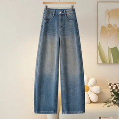 High Waist Washed Wide Leg Jeans