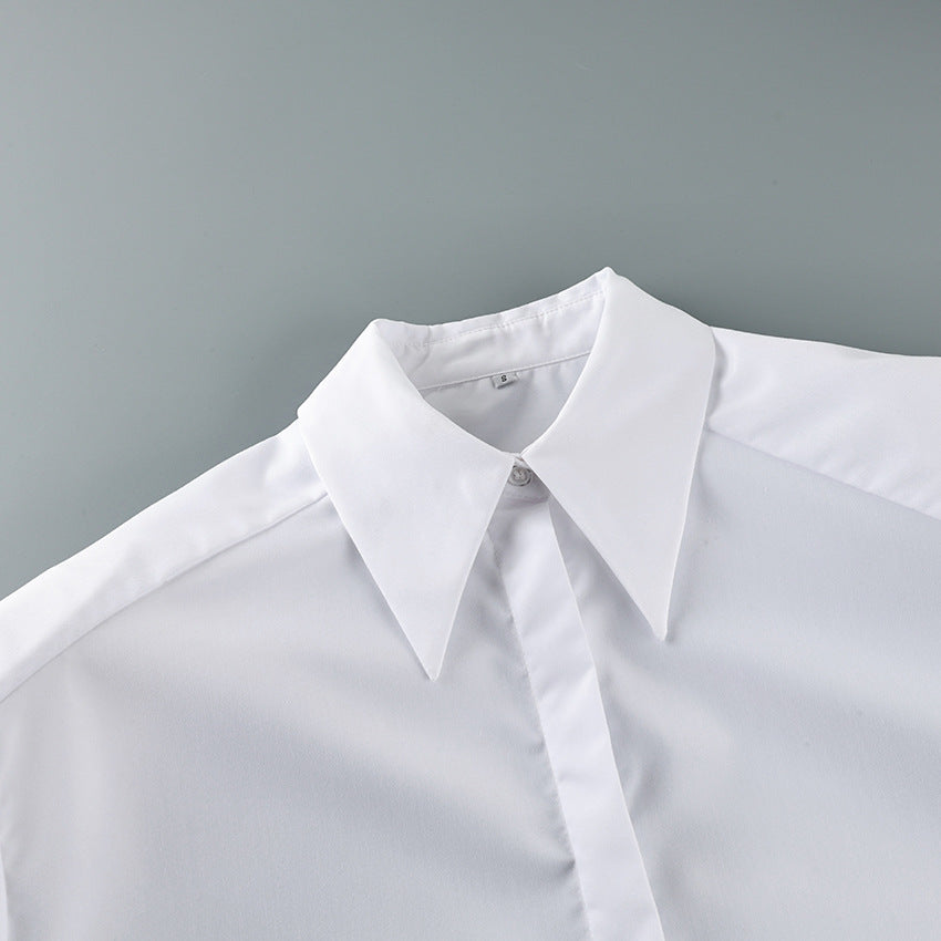 Oversized Pointed Collar Button-Down Shirt