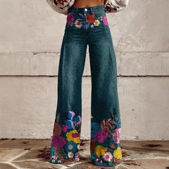 Printed Flare Work Pants