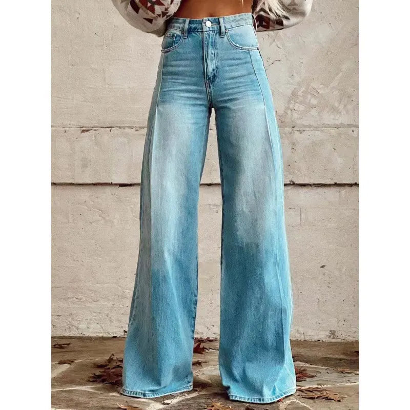 High Waist Western Cowboy Horse Print Wide Leg Pants