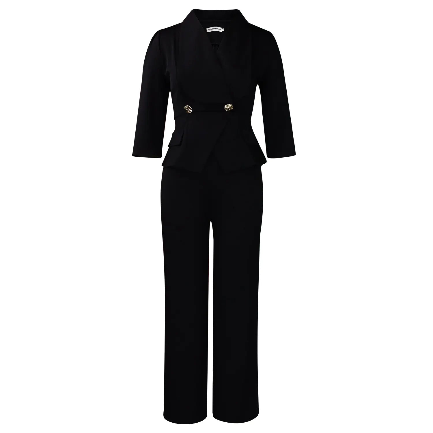 High Waist Wide Leg Pants Two Piece Elegant Office Suit Set