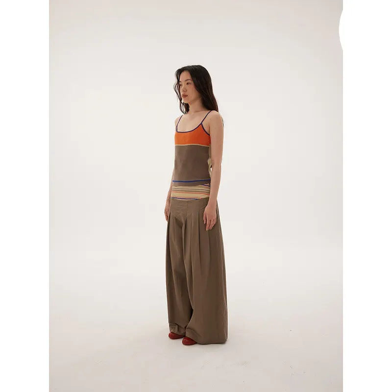 Contrast Trim Color Block Thin Strap Cami Top