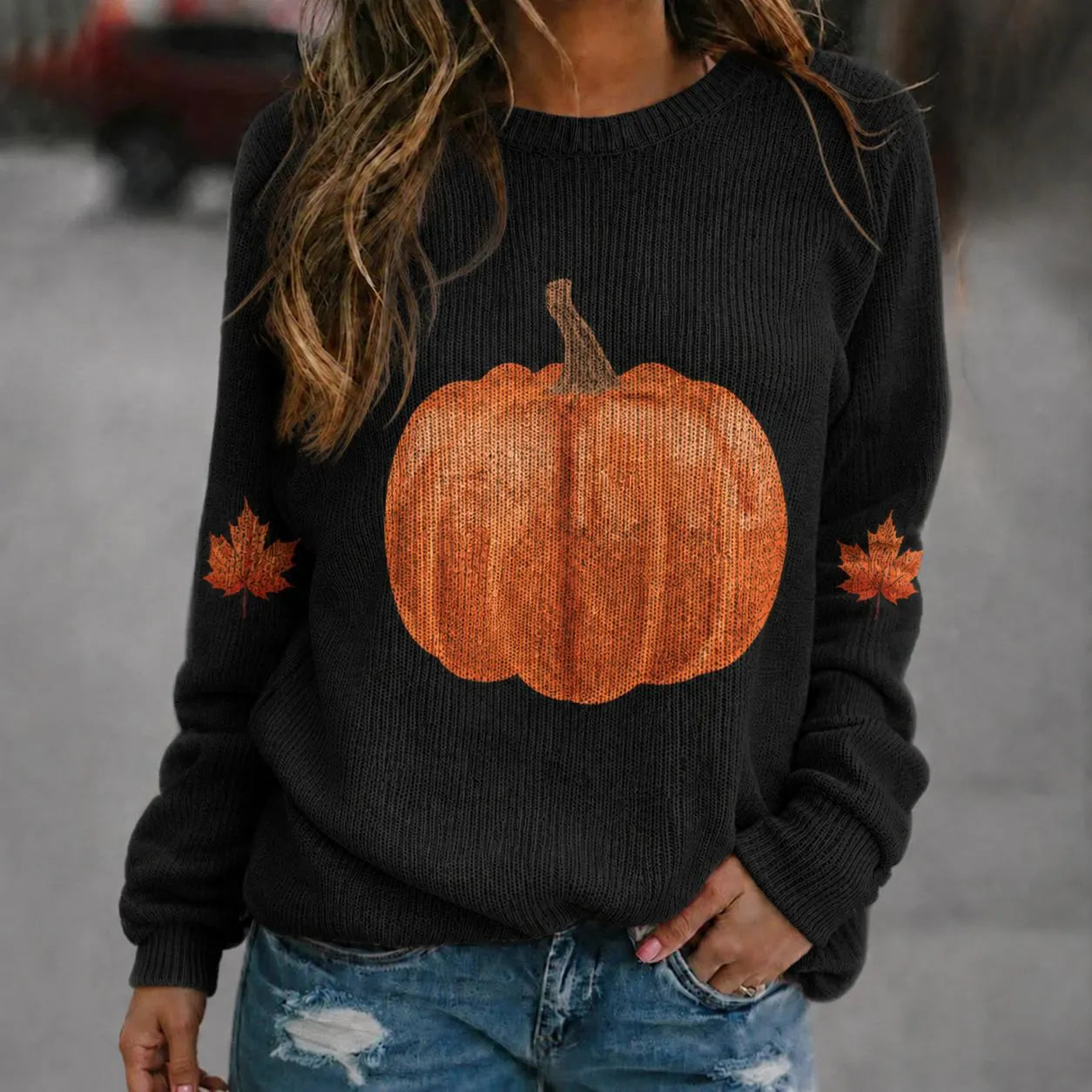 Halloween Ghost Pumpkin Crew Neck Sweater
