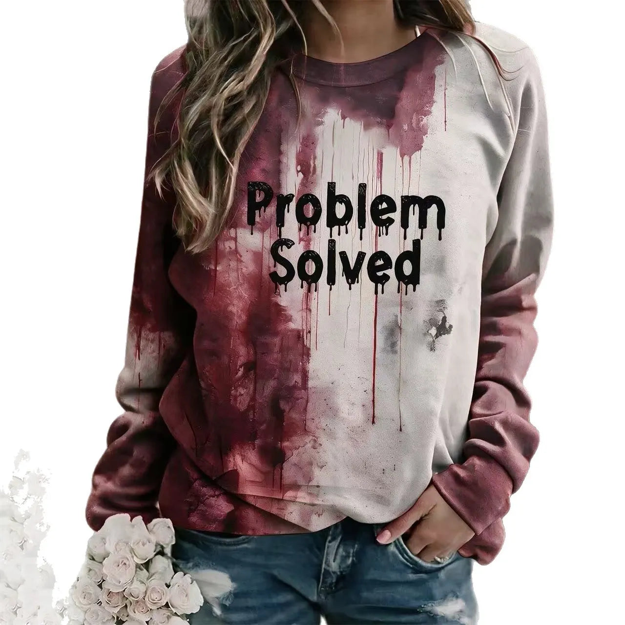 Halloween Tie‑Dye Letter Print Crew Neck Sweatshirt