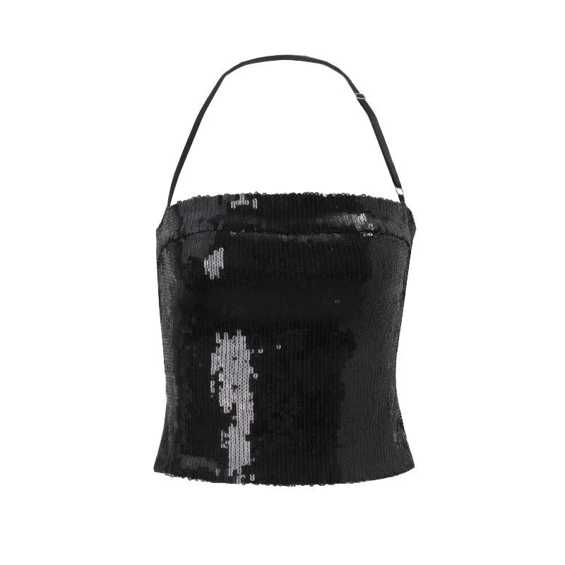 lack Sequin Halter Top