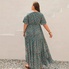 Plus Size Floral Print Maxi Dress