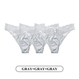 3Pcs/Lot Lace Panties Low-waist Underwear Female G String Thong Lingerie Temptation Hollow Out Intimates