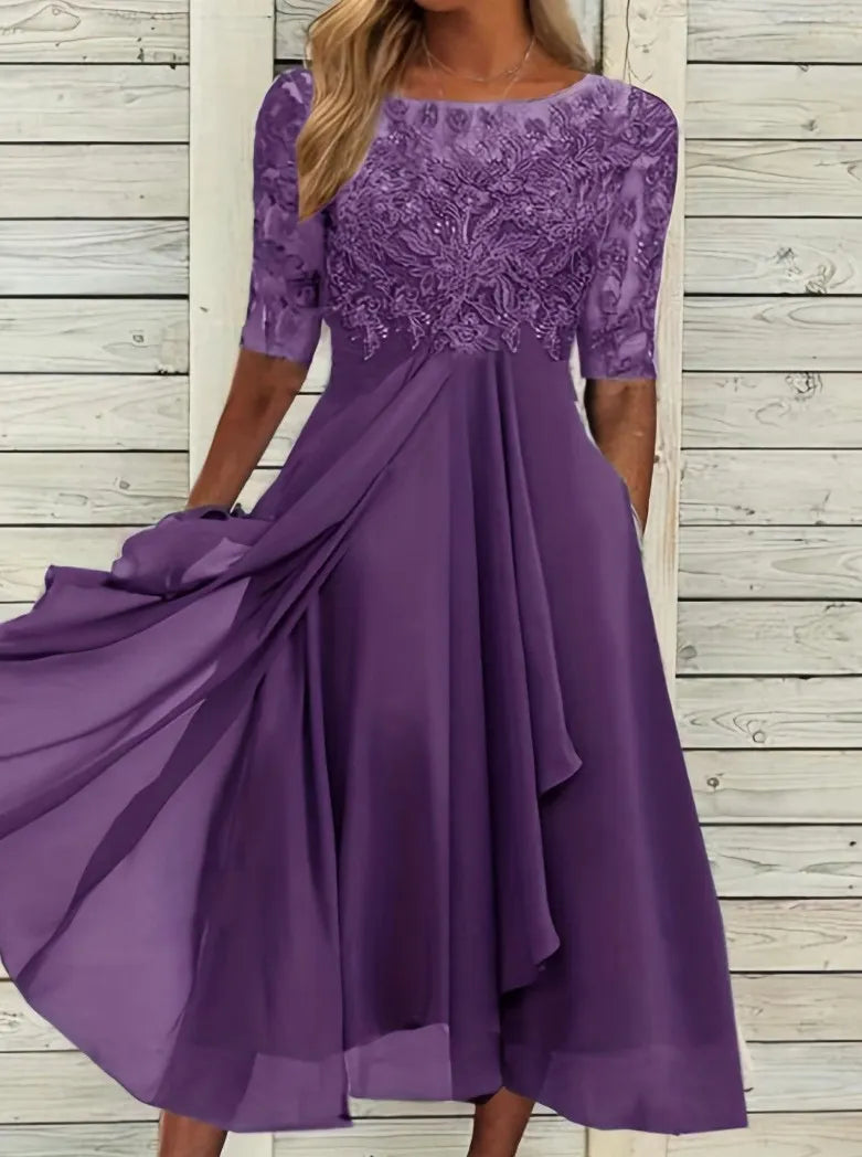 Lace Chiffon Evening Party Dress