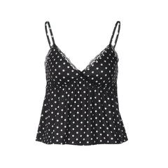 Polka Dot Lace Trim Cami Top