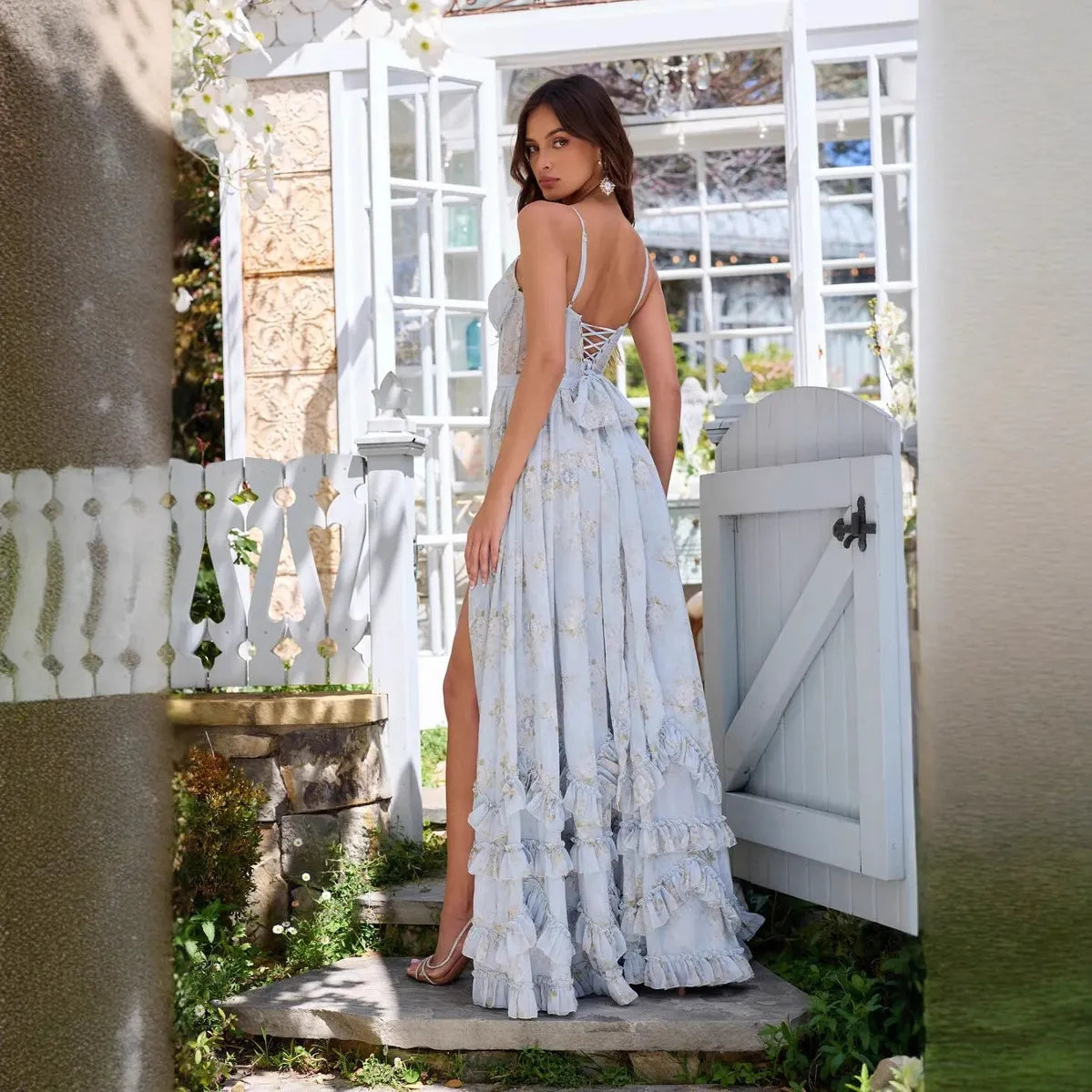 Corset Floral Print Maxi Dress