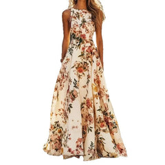 Floral Print Sleeveless Maxi Dress