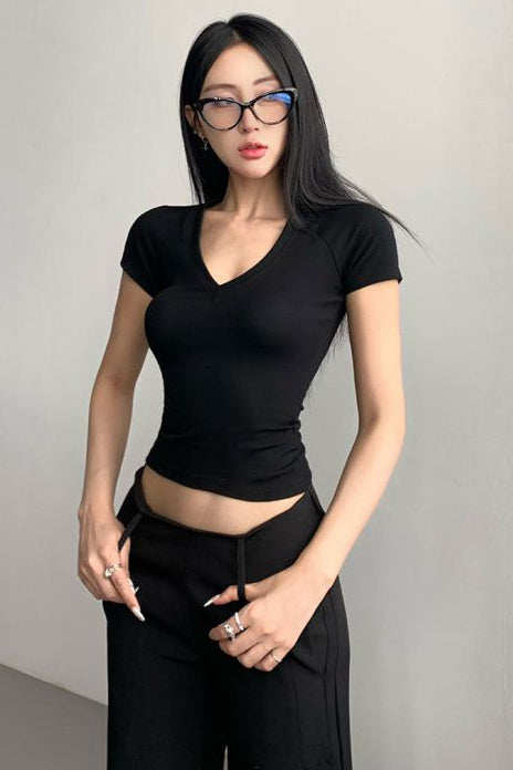 V-Neck Short Sleeve Top Tee
