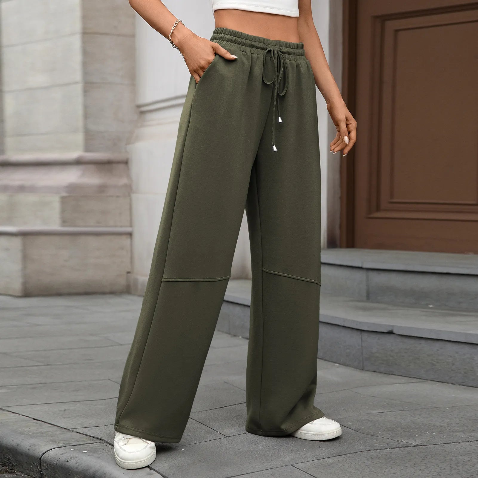 Drawstring Wide Leg Sweatpants