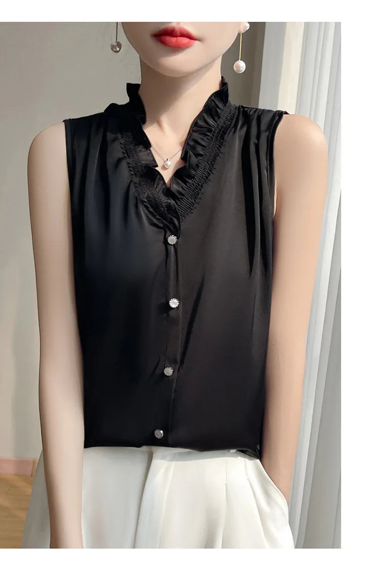 Sleeveless Satin Blouse