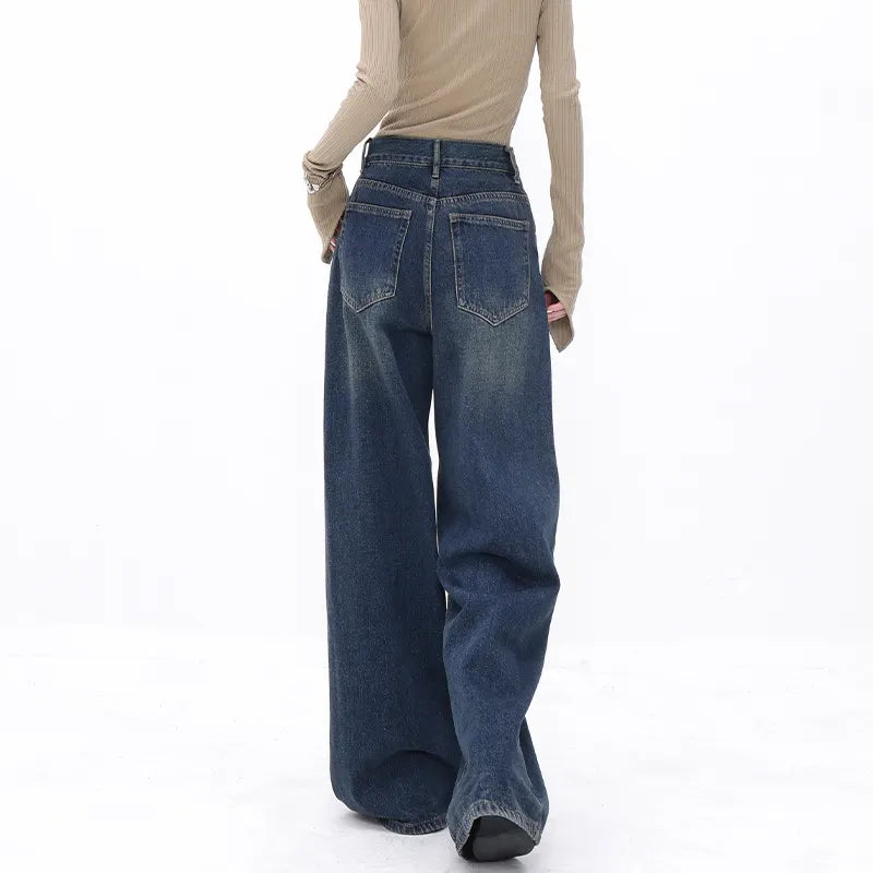 Dark Vintage Wide Leg Denim Pants