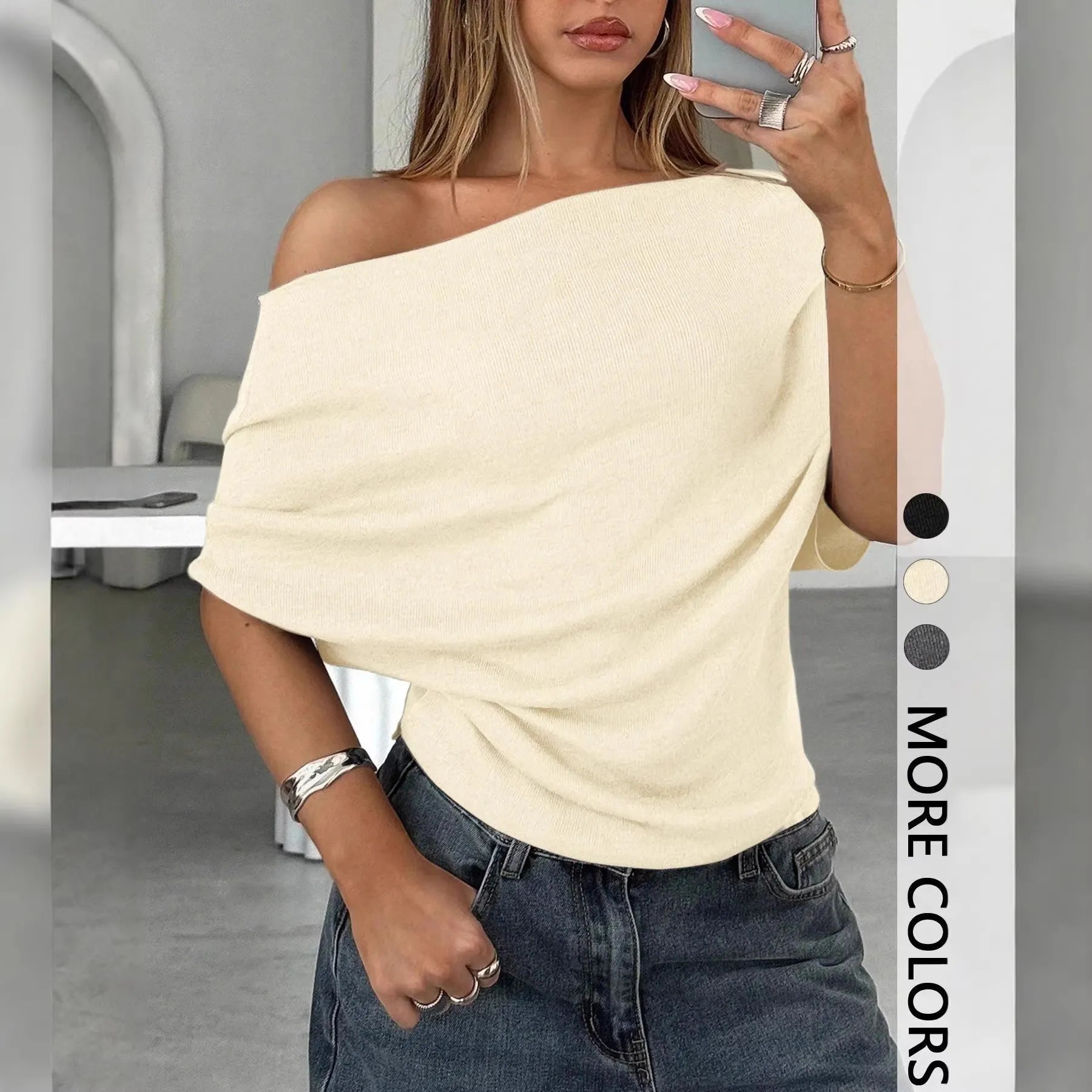 Draped One-Shoulder Top