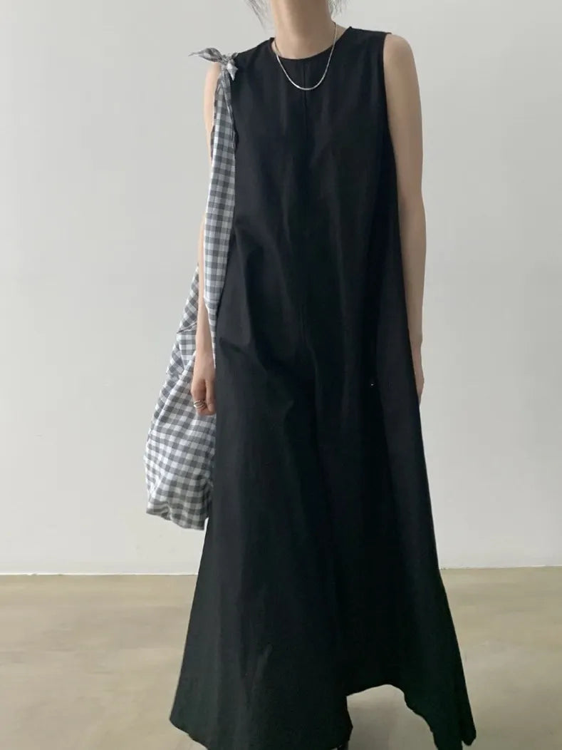 Round Neck Sleeveless Linen Maxi Dress